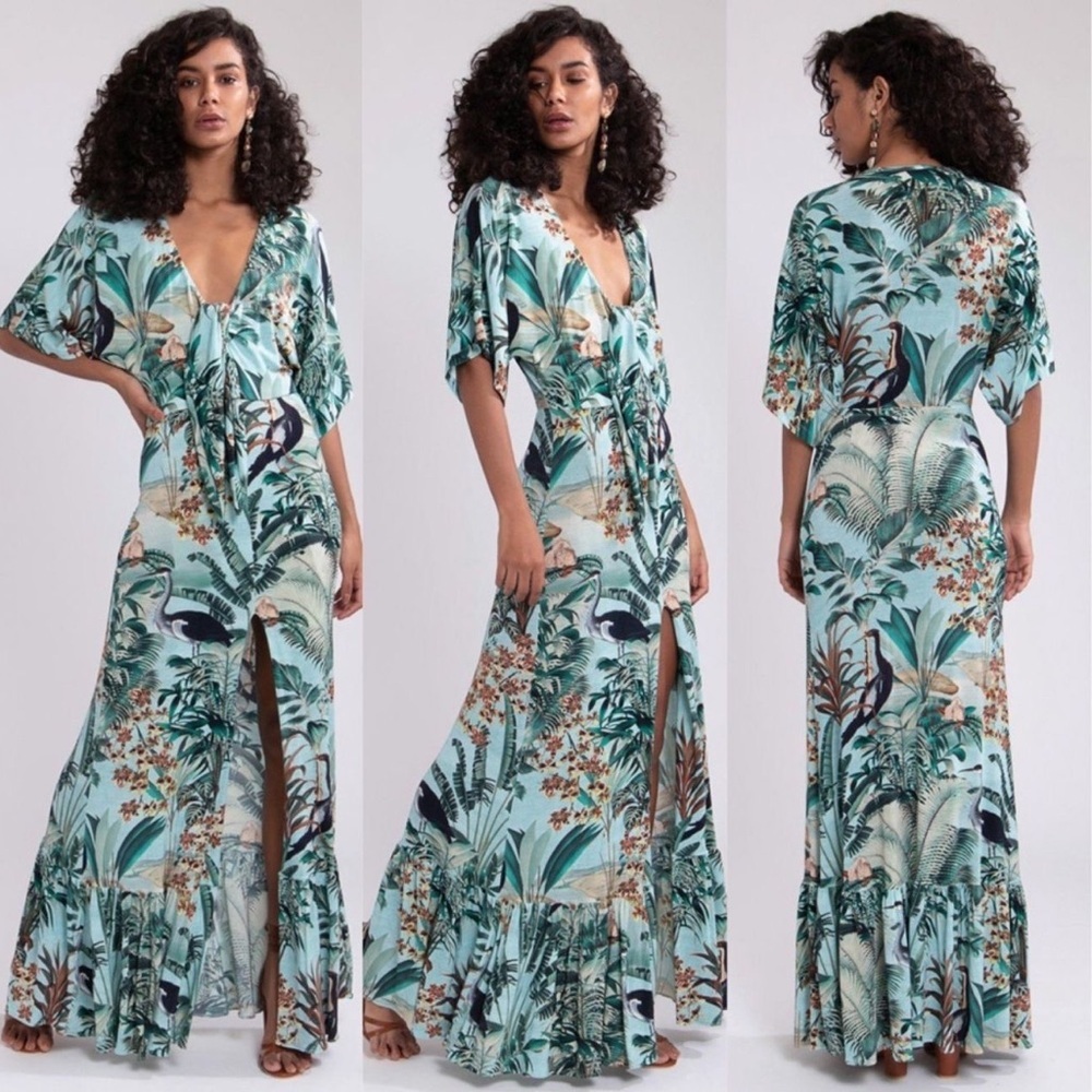 PatBO Eden Jersey Maxi Dress in Verde Size M